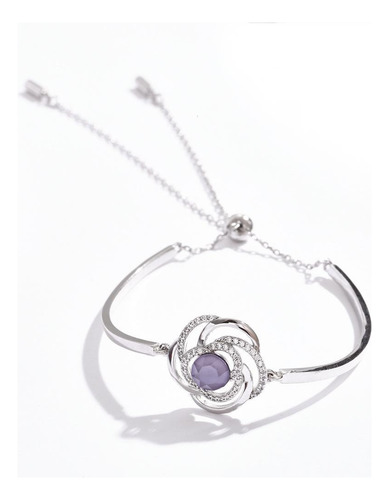 Pulsera De Cristal Austriaco Con Diseño De Flor Minimalista