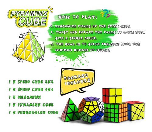 5 Piezas Juego Cubo De Velocidad Puzzle Cubo Mágico