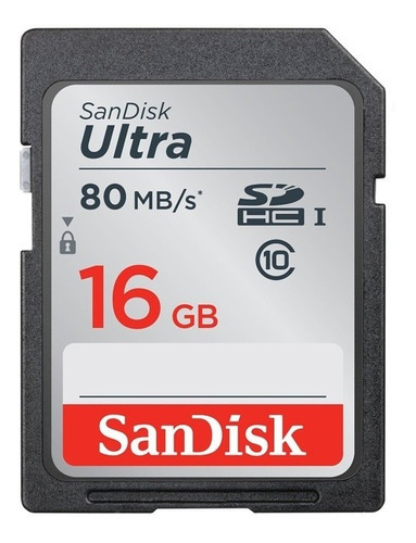 Tarjeta Sdhc 16gb Sandisk Ultra, Uhs-i, Clase 10, 80mb/s