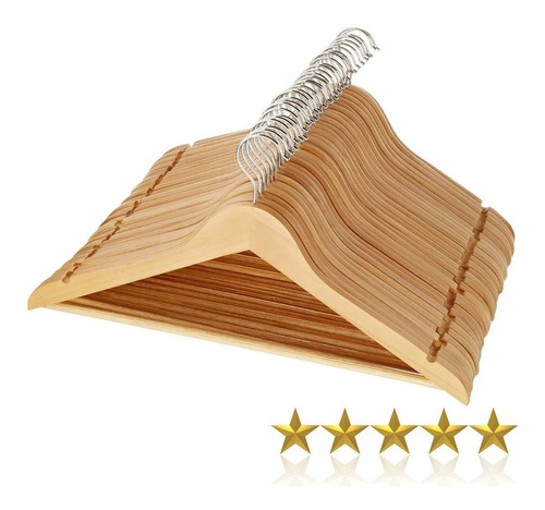Imagen 3 de 10 de Pack X10 Percha De Madera Lustrada 1° Calidad Terminacion Con Barniz Organizadores De Ropa Para El Hogar Uso Comercial