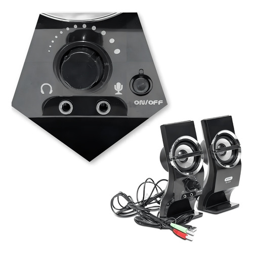 Caixa Caixinha De Som Pc E Notebook Pc 5w Cor Preto