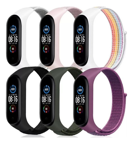 Pacote Com 6 Tiras De Nylon Para Pulseira Xiaomi Mi Band 7 6