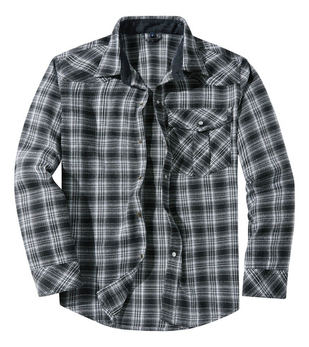 Camisa De Franela Vintage Con Botones De Perlas Estilo Weste