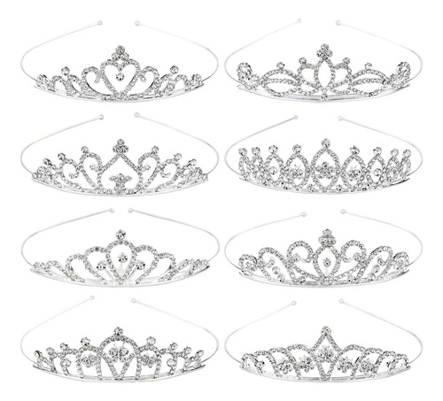 Conjunto De 8 Diademas De Corona De Diamantes Para Eventos E