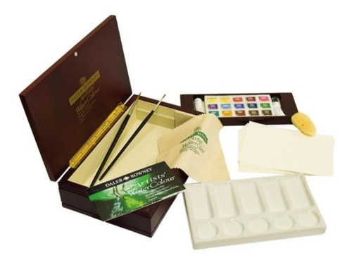 Imagen 3 de 5 de Acuarela Profesional Daler Rowney Set De Madera 15 Pastillas