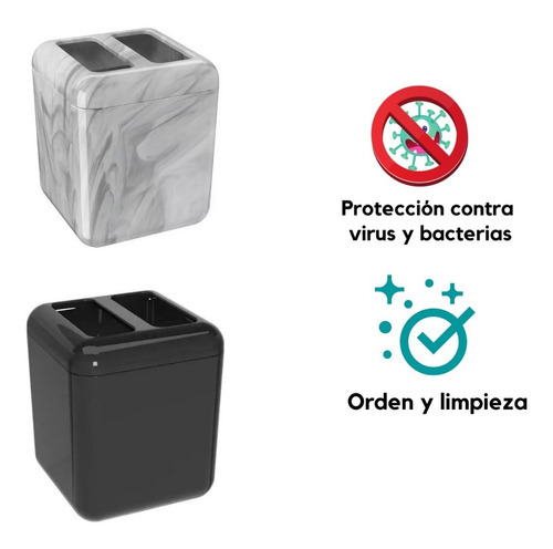Porta Cepillos Y Pasta Dental, Cube, Brinox- Coza 20876 Color Marmol Blanco