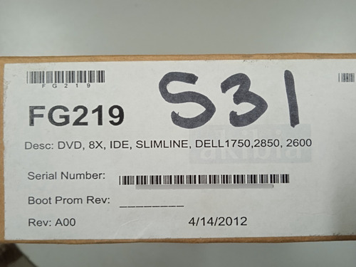 Dell Fg219 8x Dvdrom Ide Int