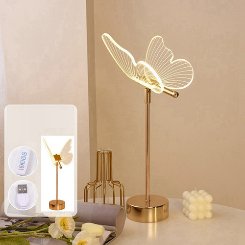 K Lámpara De Mesa T9 Butterfly Recargable Por Usb, Estilo