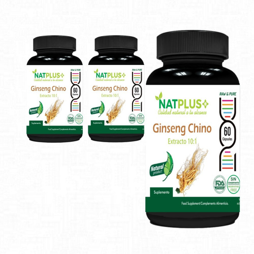 Ginseng Chino 3x60 Cáps C/u De 300mg (extracto 10:1) Energia