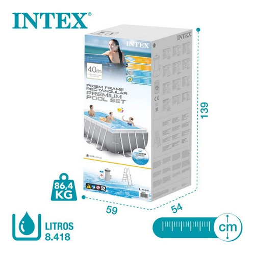 Piscina Estructural Rectangular Intex Prism Frame, 4x2x1.22m