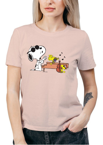 Polera Mujer Snoopy Woodstock Pianista Algodón Peanuts Cb15