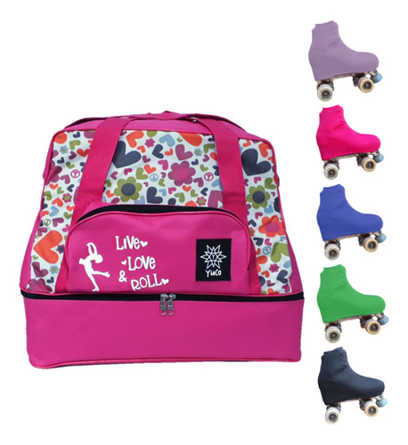 Combo Bolso De Patin Cajon Estampado Yuco + Cubre Patin