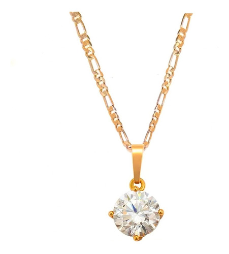 Dije Solitario Cristal Swarovski Oro Lamin 24k