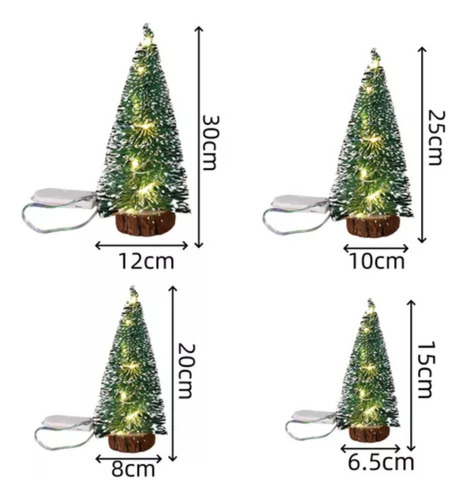 . 4 Piezas De Adornos Pequeños Luminosos De Navidad De Cedro