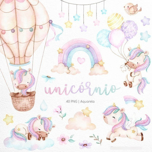 Cliparts Imagenes Png Unicornios Acuarelas Ni3