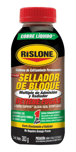 Rislone, Cobre Liquido Sellador, Radiador, Cont. Neto 383g