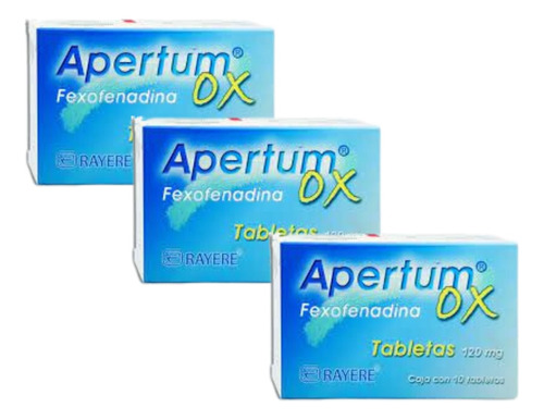 Apertum Ox Fexofenadina 3 Cajas Con 10 Tabletas De 120mg C/u