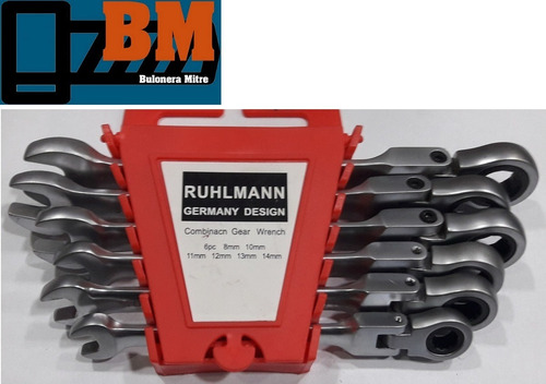 Set Kit Llaves Combinada Crique Articulada 6 Piezas Ruhlmann