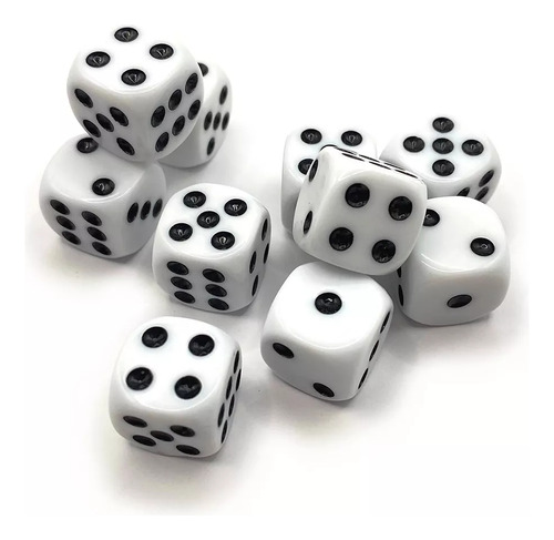100 Dados De Puntos Blancos 16mm. Para Juego Azar Juego Mesa
