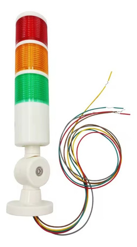 Sinaleiro Torre Led 3 Cores E Sonoro Continuo 24v C/ Base
