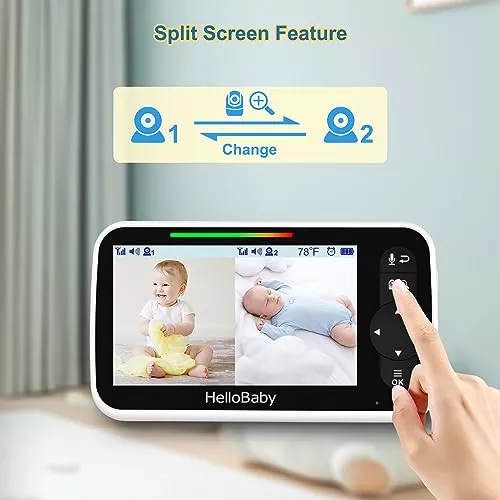 Hellobaby Monitor De Video Para Bebés Con 2 Cámaras Y Pantal