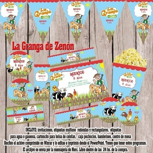 Kit Imprimible Editable Cumpleaños La Granja De Zenón