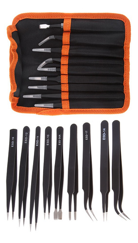 Imagen 9 de 11 de 9pcs Pinzas De Acero Inoxidable Antiestática Herramienta