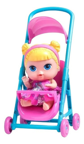 Boneca Bebê Baby Collection Passeio Carrinho 338 Super Toys