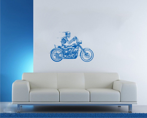 Vinilo Pared Moto Calavera Decoración Wall Stickers