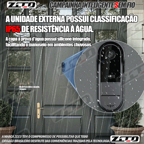 Vídeo Porteiro Interfone Sem Fio Smart À Prova D'água Ipx8