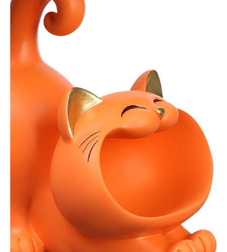 Bandeja De Joyería Decorativa Con Estatua De Gato Naranja