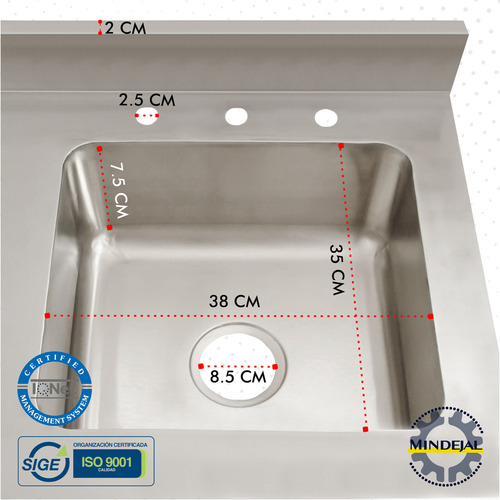 Mesa Pasteur Con Tarja 100% Acero Inoxidable Marca Mindejal