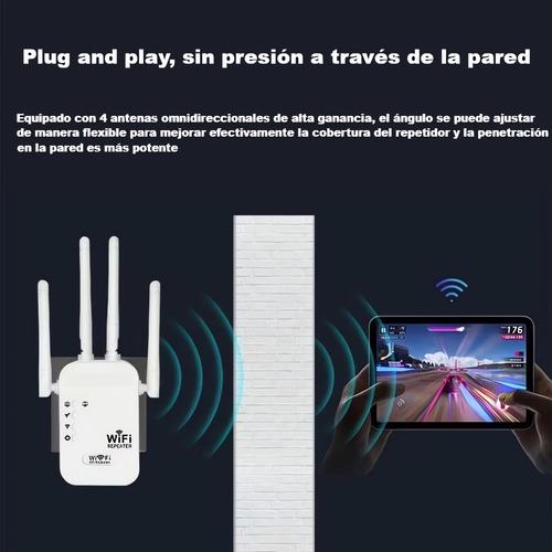 Amplificador Wifi Extensor Rango Repetidor Señal De 4 Antena 127v Color Blanco