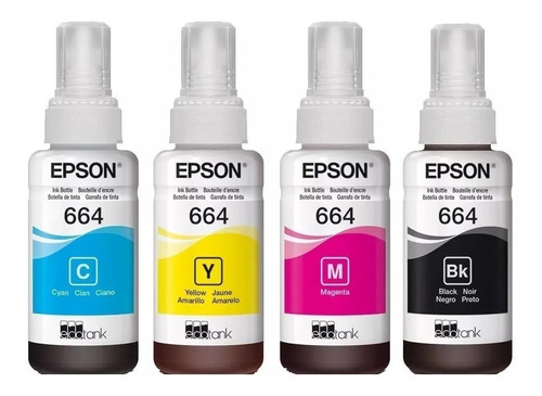 Kit 4 Tintas 664 Originales Epson Para L410 L455 L495 L555 