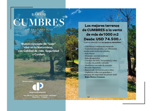 Venta Terreno en Barrio Privado Cumbres de Carrasco