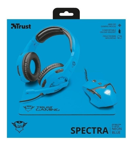Combo Gamer Gaming Spectra Auris + Mouse + Pad Trust Gxt 790
