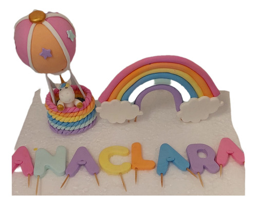 Unicornio Y Arcoiris En Porcelana Fría 