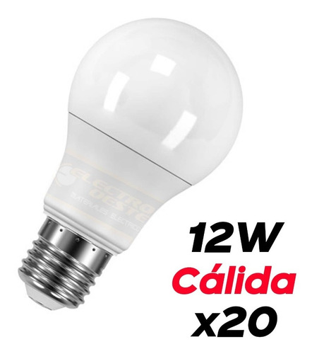 Lampara Foco Led 12w A60 E27 Calida Interelec X20u. Oferta