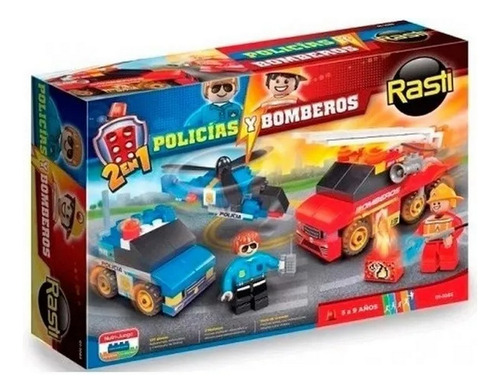 Policias Y Bomberos 2 En 1 Rasti 130 Piezas Ploppy.3 156185