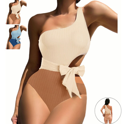 Traje De Baño Mujer,un Hombro,lateral Descubierto,monokini