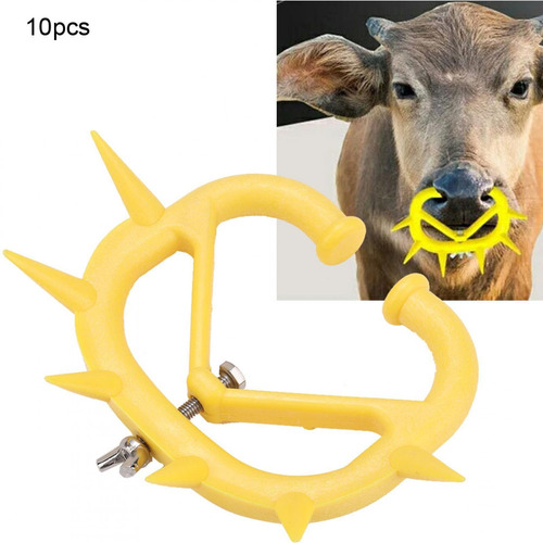 Clip de Nariz antipinchazos bovino de Granja de plástico con Herramienta de destete de Vaca de Ganado Espina Sheens Anillo de destete de Ternera de 10 Piezas 