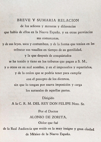 Señores De Nueva España Alonso De Zorita Libro Intonso 1942 (Usado)