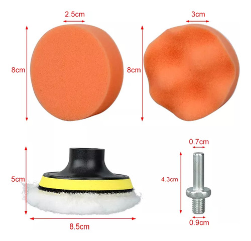 Kit Almohadilla Esponja Pulidor Auto Coche Pulir 11 Piezas