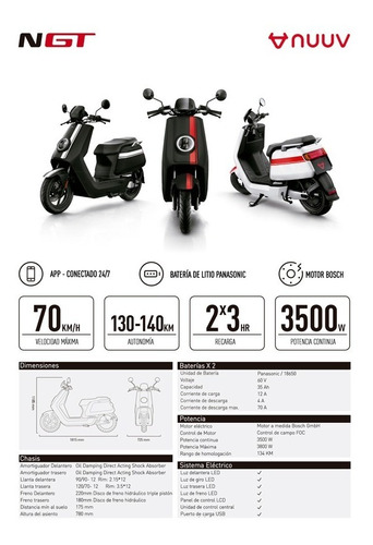Imagen 15 de 16 de Moto Electrica Scooter Nuuv Ngt Bosch Litio Panasonic