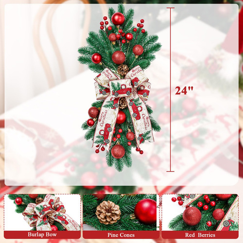 Botín De Navidad 61 Cm Forma De Lágrima Con Adornos Navideño