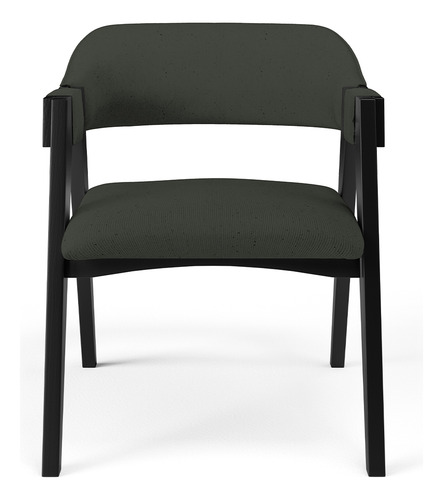 Cadeira Para Sala De Jantar Suran Preto Linho Verde Musgo