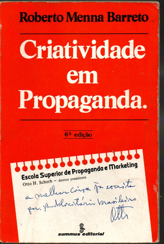 Livro Criatividade Em Propaganda, Roberto Menna Barreto