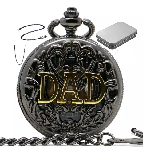 Reloj De Bolsillo Dad A Cuerda Maquinaria Expuesta