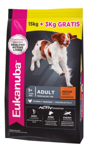 Alimento Eukanuba Adulto De Raza Mediana Mix En Bolsa X 18kg