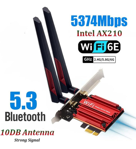 Placa Wireless Wifi Bluetooth 6 Ax210 Tri Band 5ghz 2.4gb
